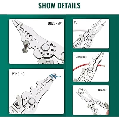 Multi-Function Wire Stripper and Cutter 10-in-1 Electrical Hand Tool with Cutting, Stripping, Crimping & Screwdriver Functions (Random Color) - Image 3