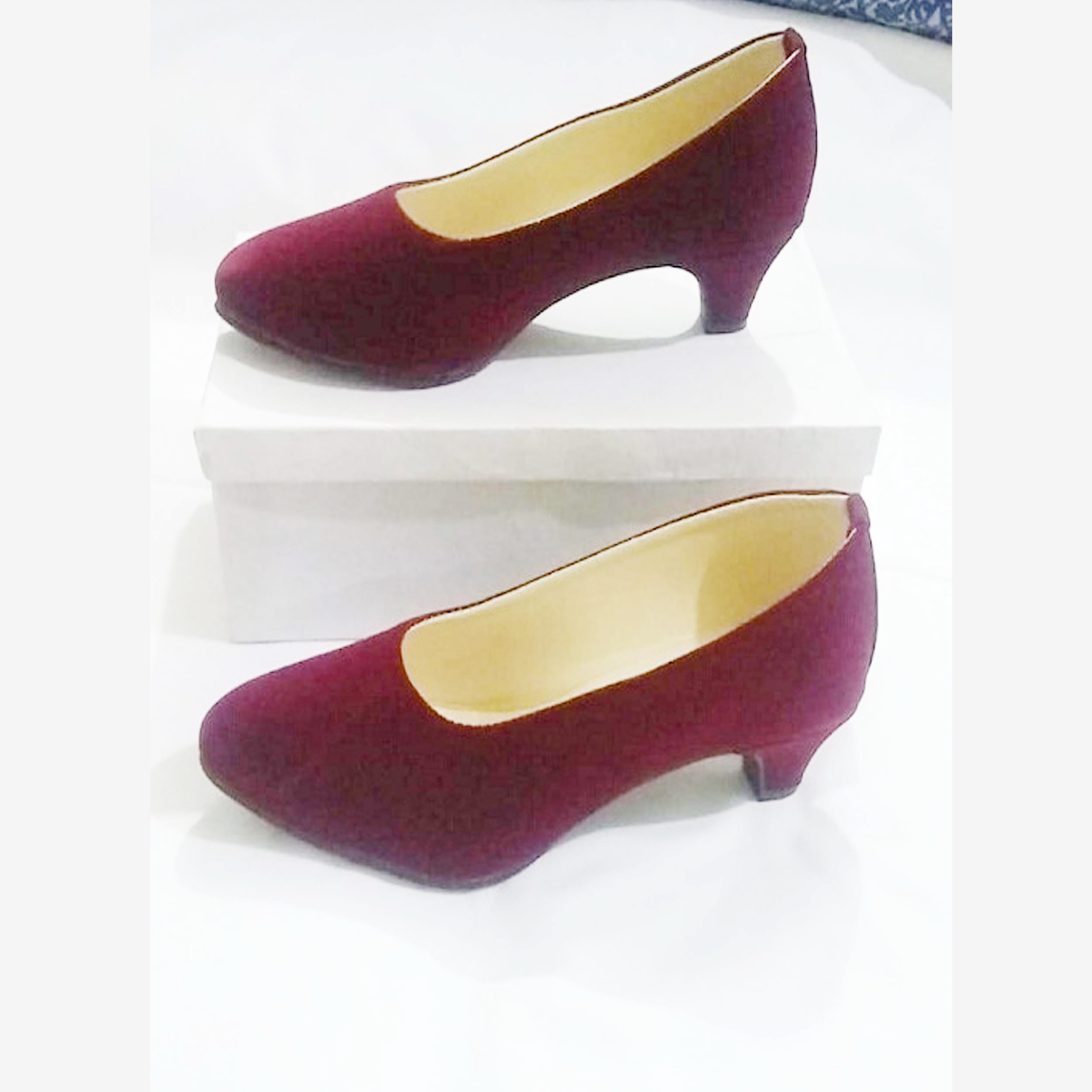 Ladies Velvet Pump Shoes Comfortable 2 Inch Heel Casual & Party Wear Stylish Coat Pumps for Women - Image 3