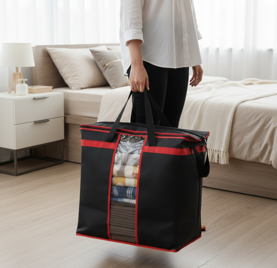 Large Storage Bag Organizers Heavy-Duty Clothes & Blanket Storage Solution | Foldable, Spacious, Durable