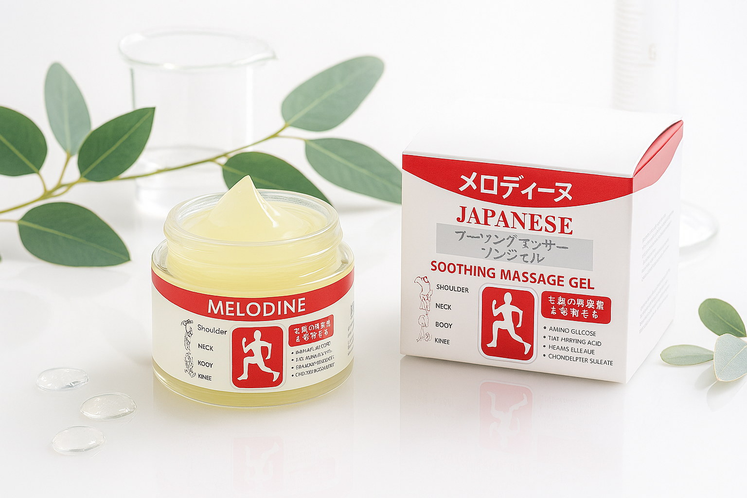 MELODINE Japanese Soothing Massage Gel Muscle & Joint Pain Relief Cream For Shoulder, Neck, Back & Knee Fast-Absorbing Herbal Formula 50 Grams - Image 2