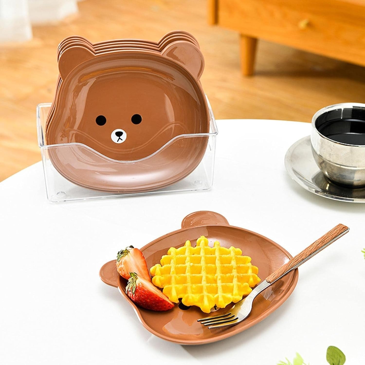 8Pcs Bear Shape Plate Set | Random Colour - Image 2