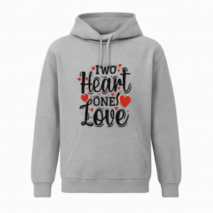 New Summer Collection Full Grey Hoodie TWO HEART ONE LOVE Printed For Girl And Boys
