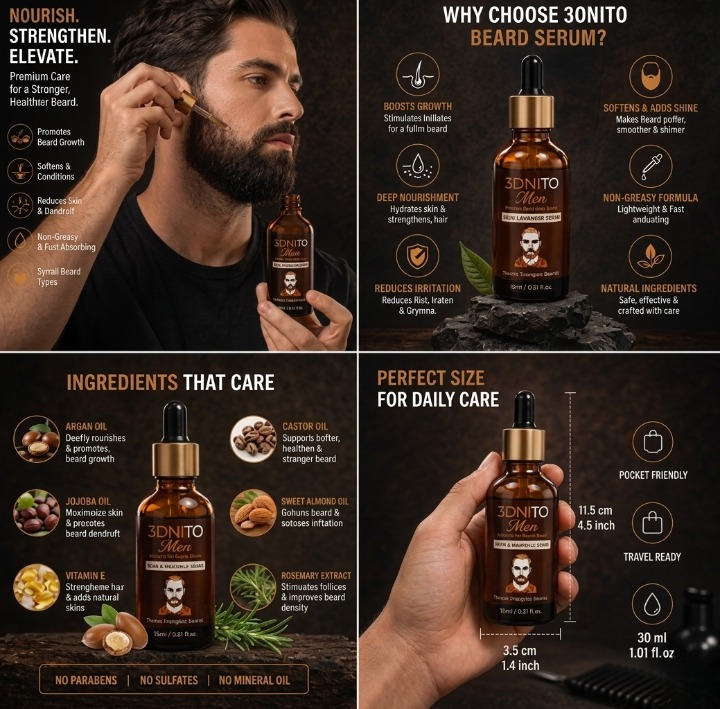 BONITO Men Beard And Mustache Serum Premium Grooming Essential With Natural Botanical Oils 30ml - Image 2