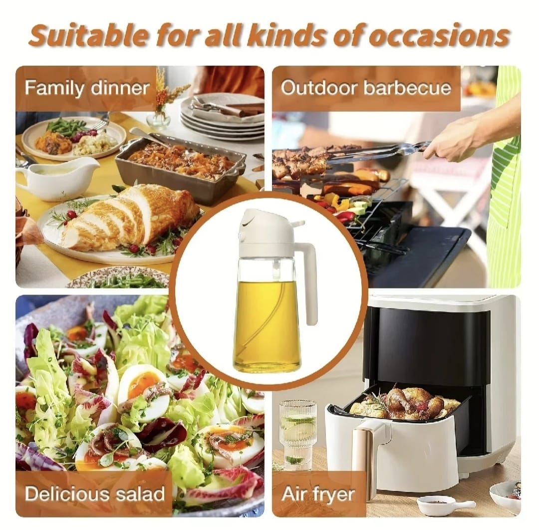 470ml Kitchen Glass Oil Sprayer Bottle | 2?in?1 Olive Oil Dispenser - Image 2