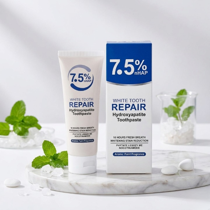 7.5% nHAP White Tooth Repair Toothpaste Hydroxyapatite Enamel Strengthening & Whitening Formula (120g)