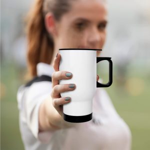 White Glossy Steel Coffee Mug 500ml  Durable Stainless Steel Cup for Hot & Cold Drinks | Office, Travel & Home Use