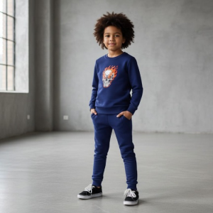 Kids Navy Blue Ghost Skull Printed Tracksuit Set | FOR BABY AND KIDS