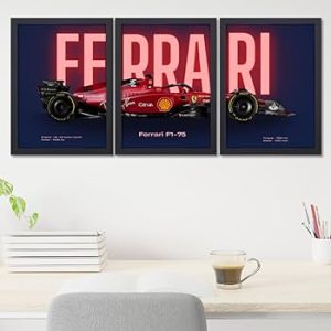 3 Pc Ferrari Wall Décor Photo Tiles | Elegant Design | Self?Adhesive Double Tape | Size 8x11 | Premium Finish