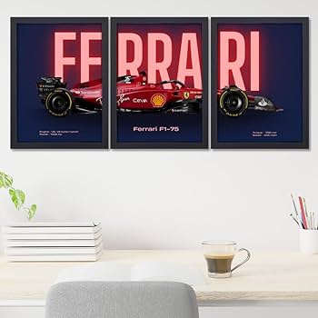 3 Pc Ferrari Wall Décor Photo Tiles | Elegant Design | Self?Adhesive Double Tape | Size 8x11 | Premium Finish