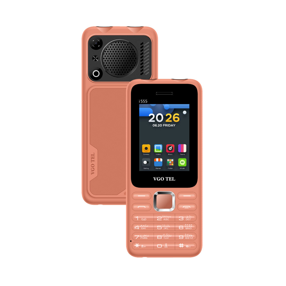 VGO TEL i555 Rugged Feature Phone | 2.4 Display | Dual SIM | Loud Speaker | Big Battery | Salmon Pink