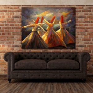 Whirling Dervish Wall Art Painting  Sufi Dance Canvas, Spiritual Home Décor (12x16)