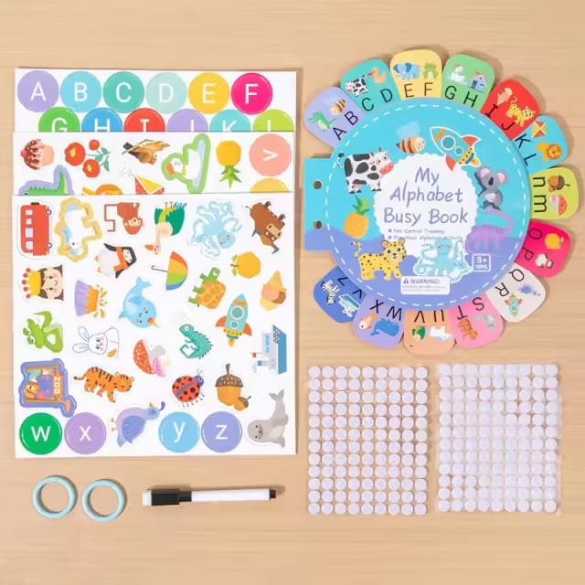 My Alphabet Busy Book Interactive Learning Kit for Kids with Magnetic Letters & Activity Pages