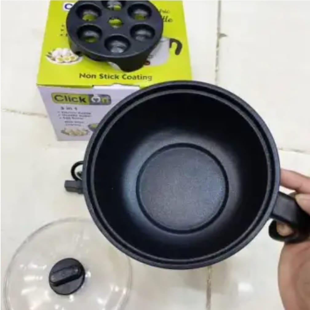 Click On 3-in-1 Multi-Functional Electric Kettle Noodle Maker, Egg Boiler & Hot Pot with Non-Stick Coating - Image 3