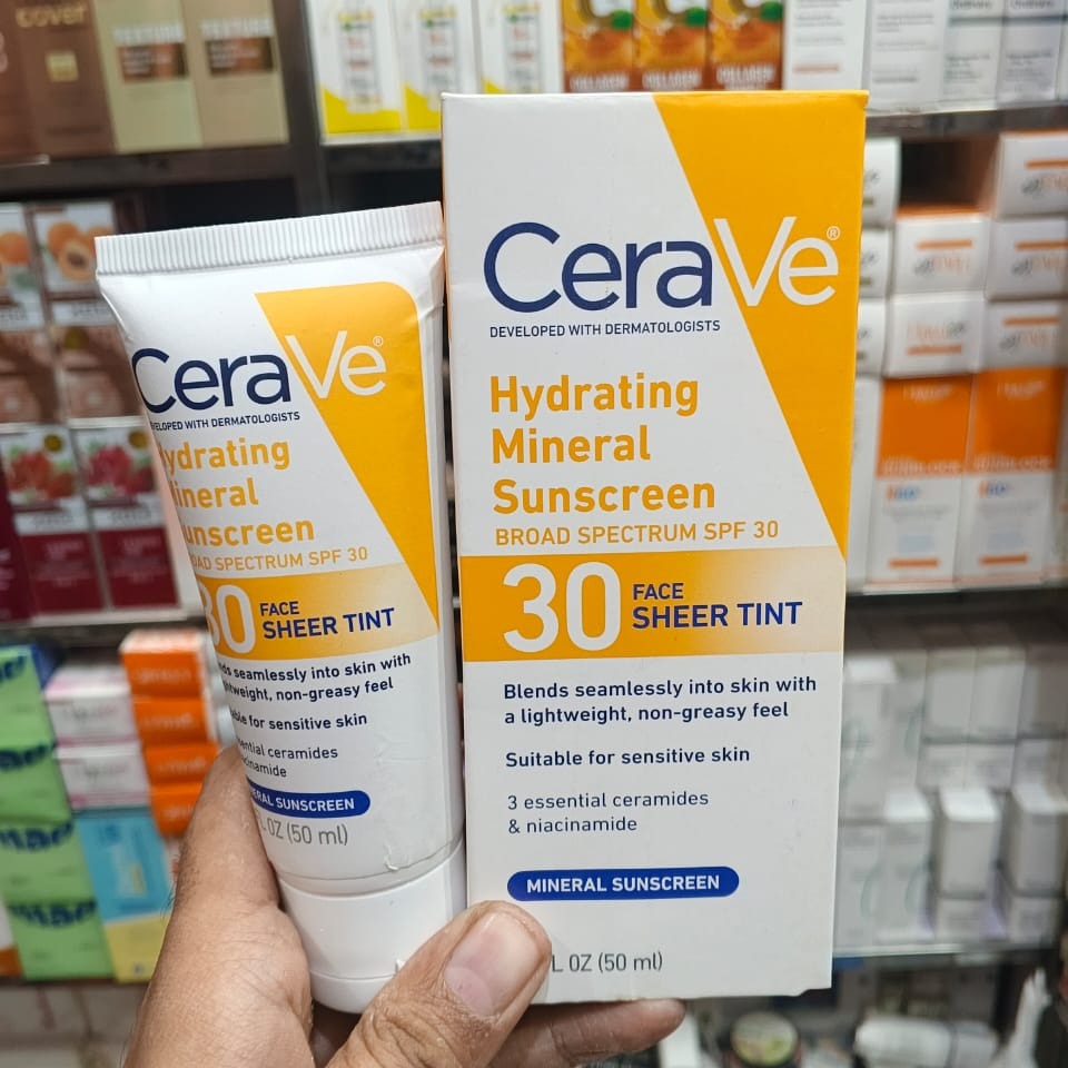 CeraVe Hydrating Mineral Sunscreen SPF 50 | Broad Spectrum UV Protection with Hyaluronic Acid & Ceramides 50ml - Image 3