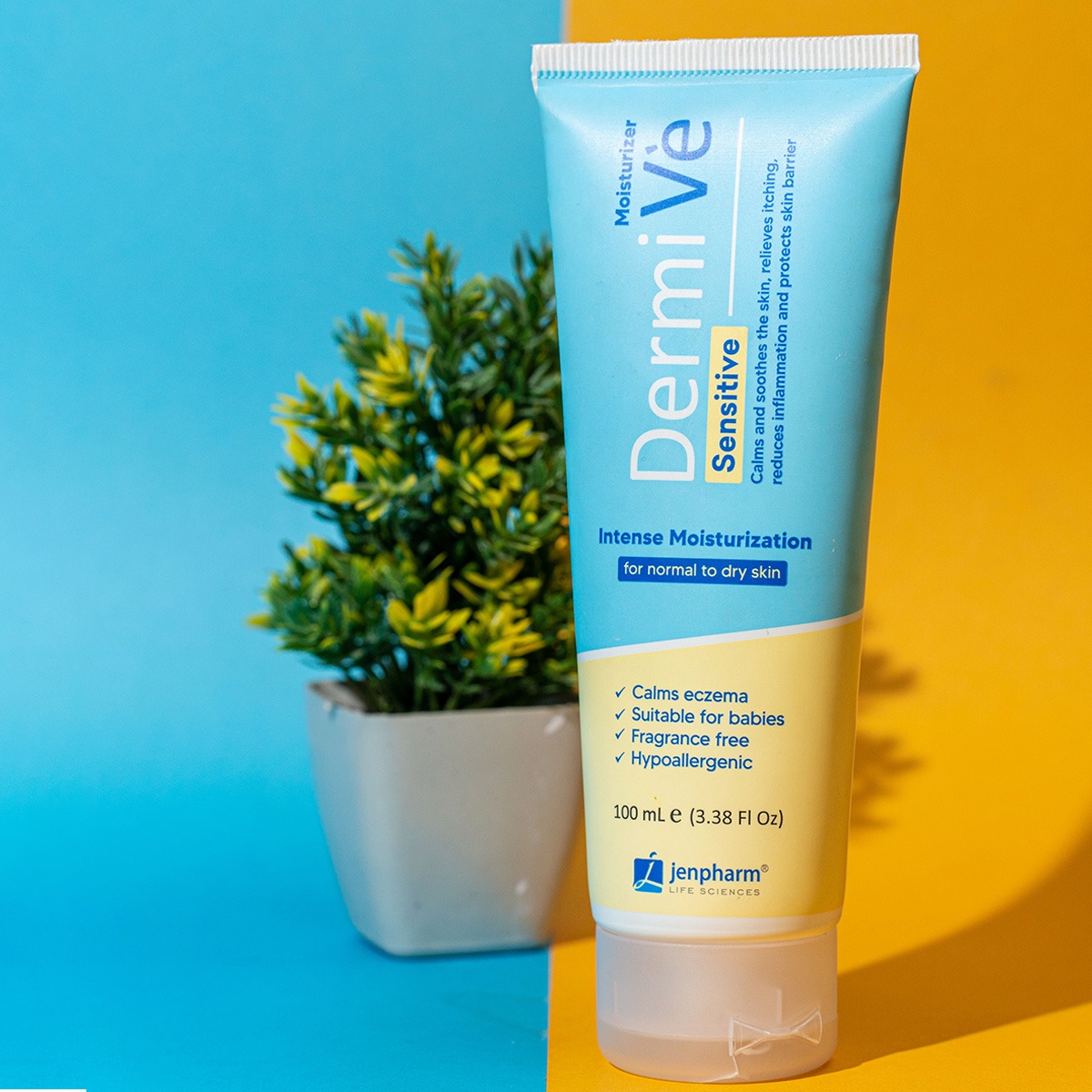 Jenpharm Dermive Sensitive Moisturizer 100ml | Gentle, Hydrating, Non-Greasy Cream for Dry, Irritated & Sensitive Skin | Ceramides + Hyaluronic Acid Formula - Image 3
