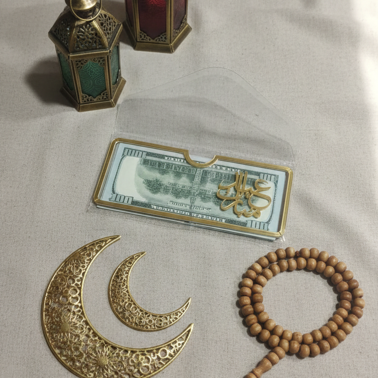 Acrylic Transparent EID Mubarak Eidi Envelope Elegant Eid Money Holder & Festive Decoration - Image 2