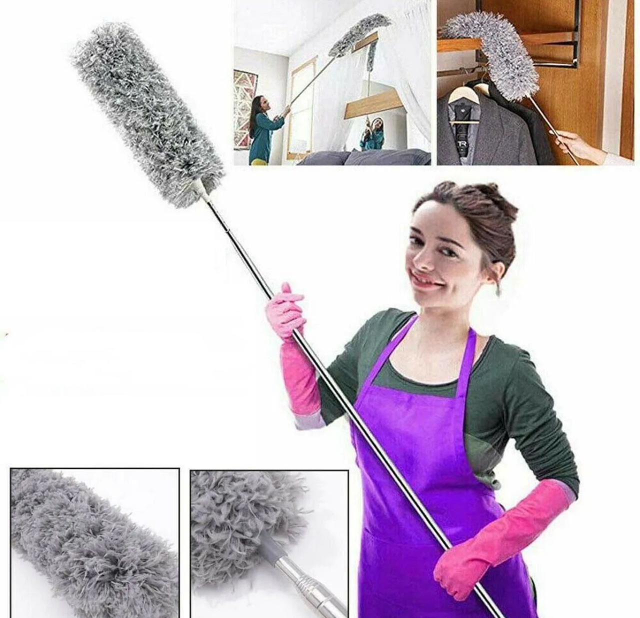 Extendable Microfiber Duster Feather Duster With Extra Long Pole Bendable Washable Head For Ceiling Fans Cars Blinds Cobweb ~ 2.25 Meter - Image 5