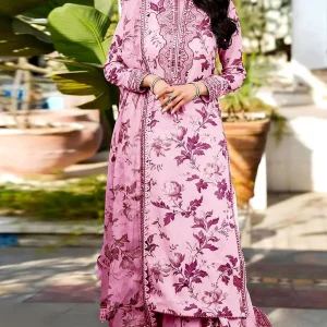 Aneelas All-Over Print 9mm Sequins Embroidered Lawn 3Pc Unstitched Dress with 4-Side Embroidered Chiffon Dupatta