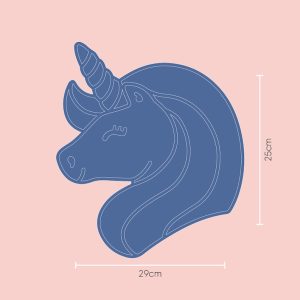 Acrylic Mirror Unicorn Wall Decoration Shatterproof Silver Mirror & Wood 3D Wall Art Sticker Decal for Kids Room (25 x 29)