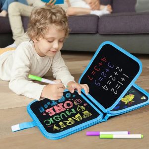 Erasable & Reusable Doodle Magic Blackboard Book with 3 Color Markers Kids Drawing & Learning Activity Book (Random Color)