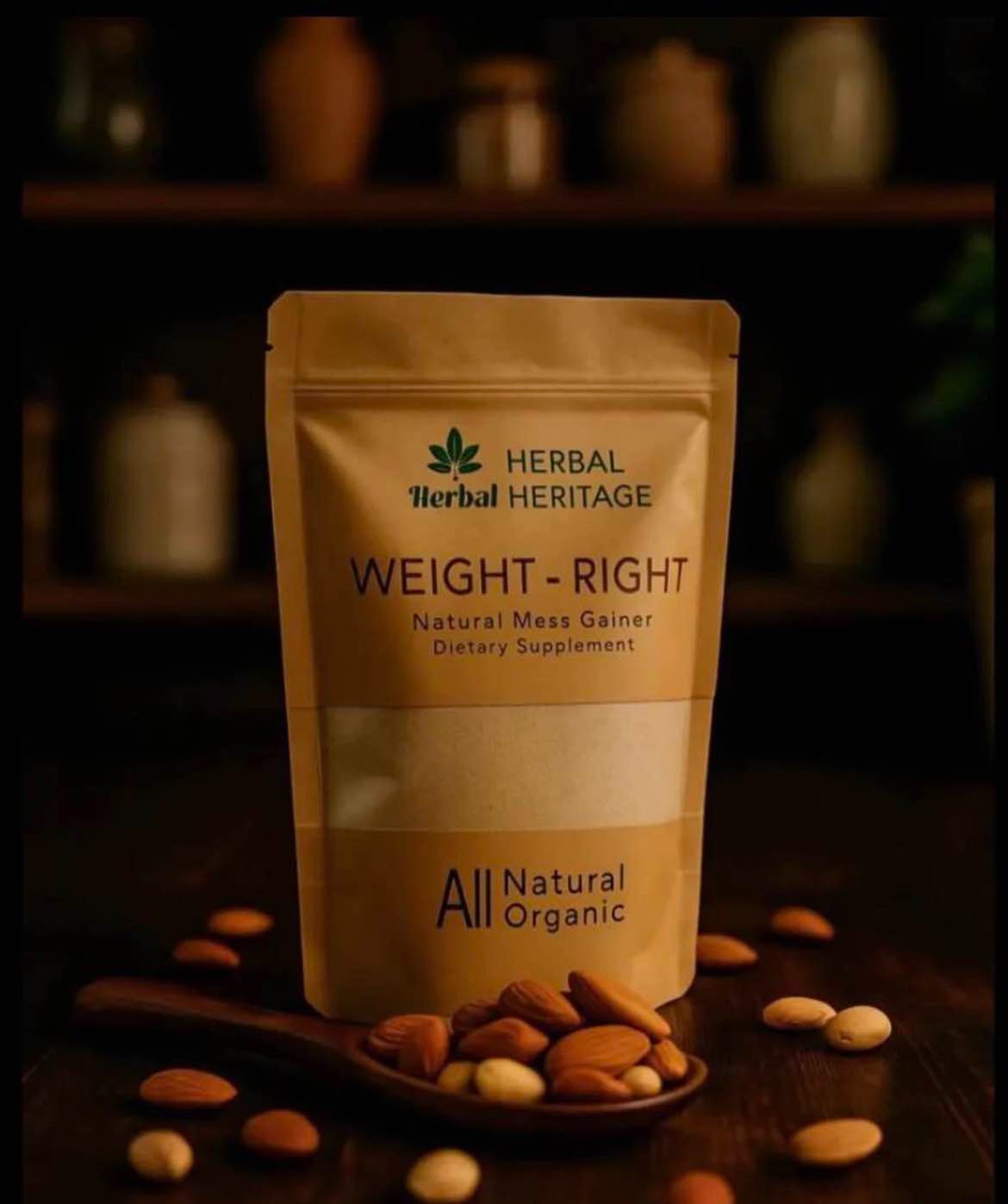 Herbal Heritage Natural Mass Gainer Dietary Supplement for Healthy Weight Gain & Energy Support- 50g