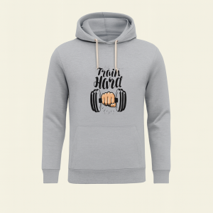 Train Hard Grey Hoodie for Men & Boys  Premium Summer Collection