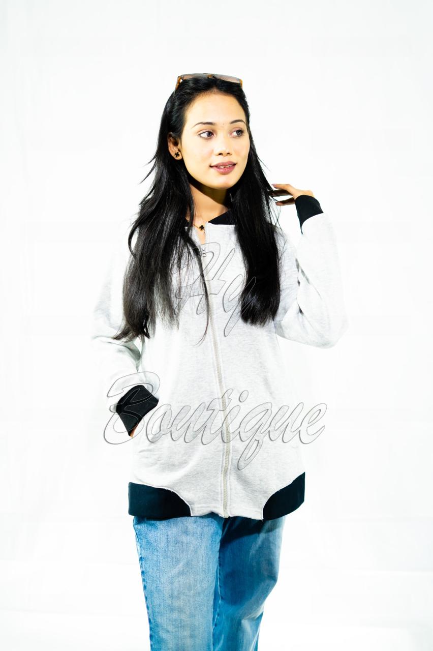 Winter Collection Womens Plain Grey Jacket | Stylish & Warm Outerwear | Elegant Winter Fashion for Ladies