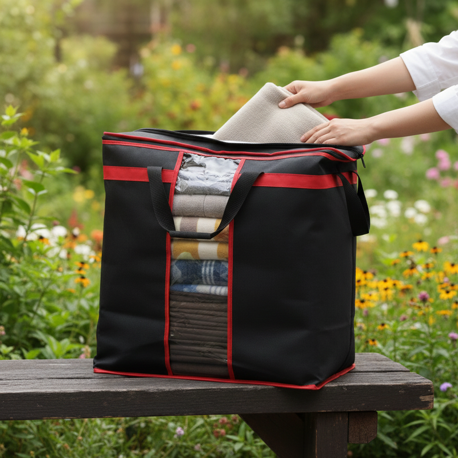 Large Storage Bag Organizers Heavy-Duty Clothes & Blanket Storage Solution | Foldable, Spacious, Durable - Image 3