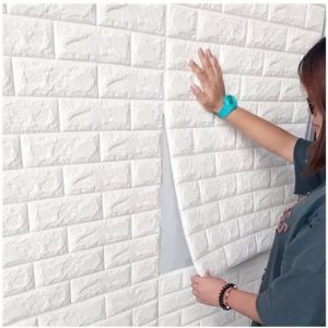 3D Wall Sticker White Brick Sheet Waterproof Self Adhesive Wallpaper For Bedroom, Living Room, And Home Décor Size (2x2.5FT) - Image 3