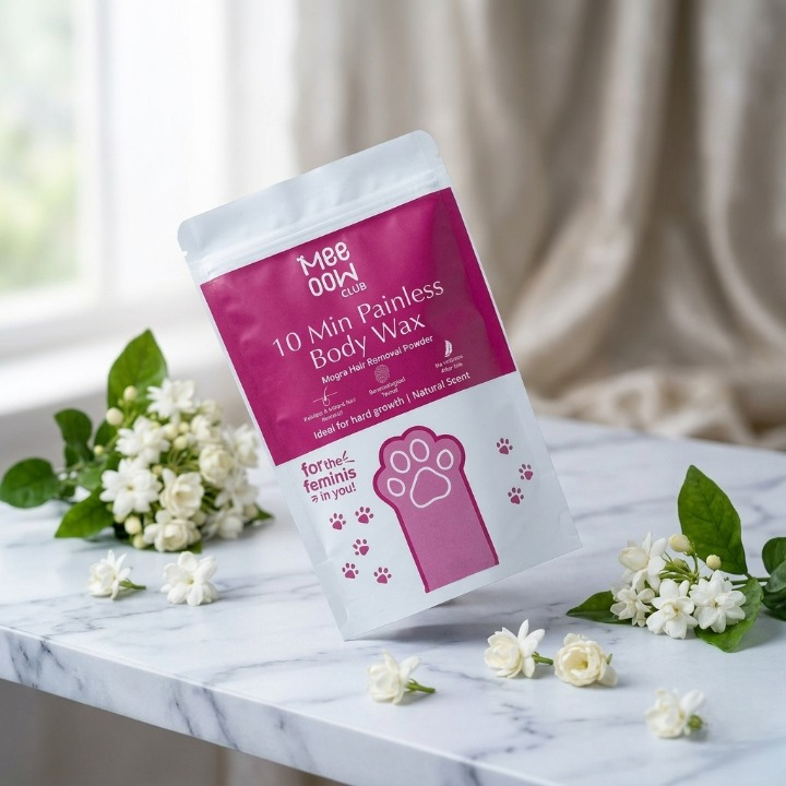 Meeoow Club 10 Min Painless Body Wax Powder Mogra Scented Herbal Hair Removal Powder (100g) - Image 4