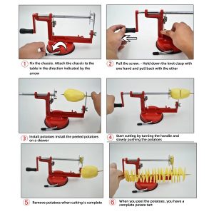 Manual Twisted Potato & Apple Spiral Slicer Stainless Steel Vegetable Spiralizer & French Fry Cutter