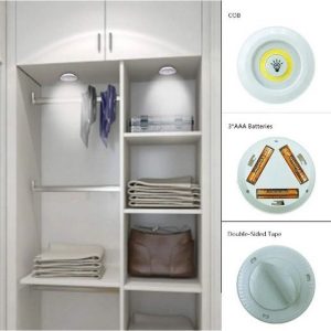 LED Cabinet Light Remote Control Set 3 Wireless Cell Operated Tap Lights with Dimming & 30 Mins Timer Modes