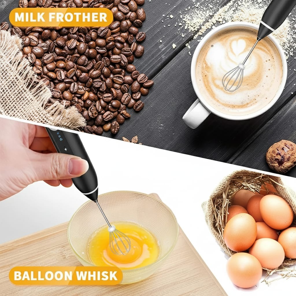 Rechargeable Coffee Beater USB Rechargeable Powerful Milk Frother for Coffee, Cappuccino, Latte, Matcha, Hot Chocolate & Kitchen Use | High-Speed Stainless Steel Whisk Mixer