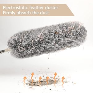 Grey Flexible Microfiber Duster Bendable Long Reach Cleaning Brush for Home & Office