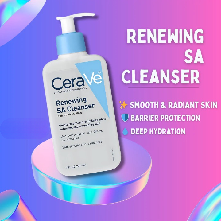CeraVe Renewing SA Cleanser with Salicylic Acid Exfoliating Face & Body Wash for Rough, Bumpy Skin (237ml) - Image 2