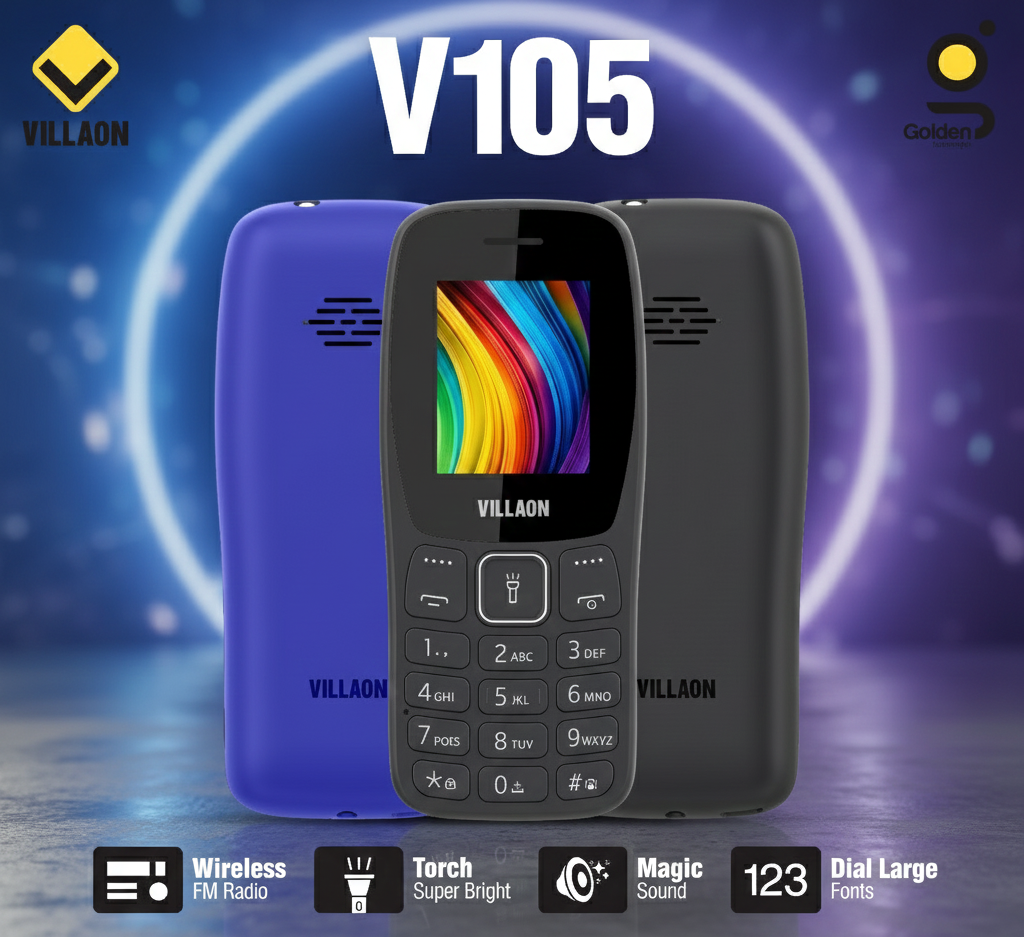 Villaon V105 Dual SIM Feature Phone Ultra-Bright Torch, Wireless FM Radio, and Large Font Display for Enhanced Accessibility - Image 2