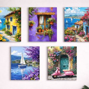 Set of 5 Premium Wall Art Photo Tiles  Modern Home Decor Sets 8x11