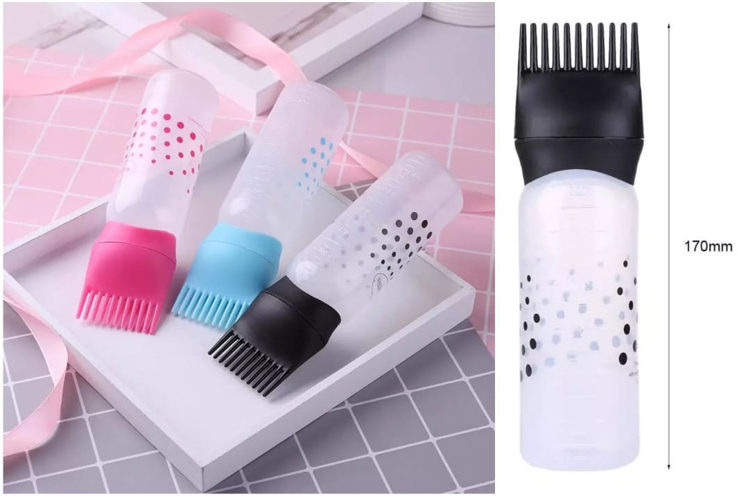 Hair Oil Comb Applicator Bottle with Graduated Scale Professional Hair Coloring, Oiling & Scalp Treatment Tool ~ Random Color (1Pc) - Image 5