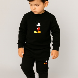 Black Mickey Mouse Printed Kids Tracksuit
