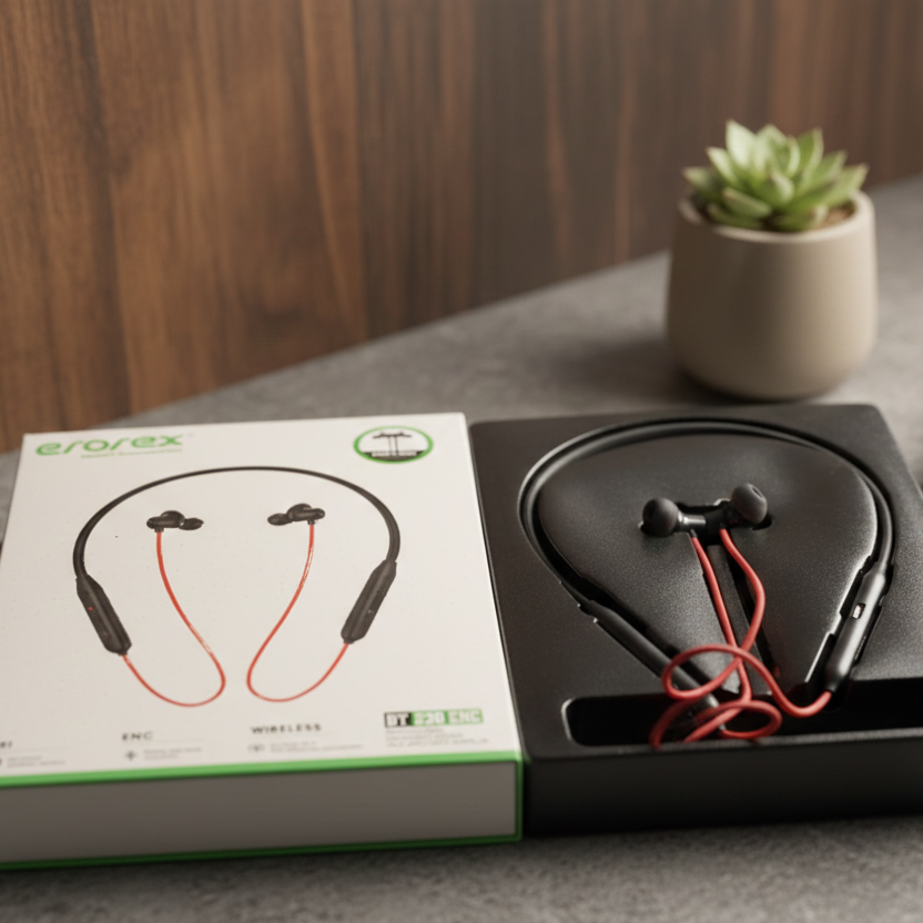 EroreX BT E20 ENC Wireless Neckband Earphones Noise Cancellation, Bluetooth 5.3, Magnetic Design & Long Battery Life - Image 5