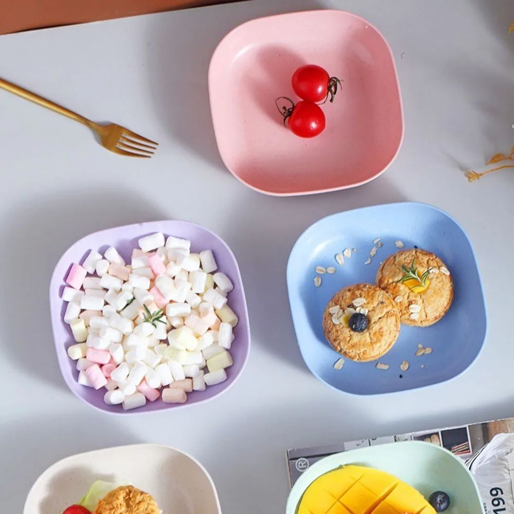 Plate Set Pack of 10 Plastic Split Bone Dish Plates with Holder (Random Colors) - Image 4