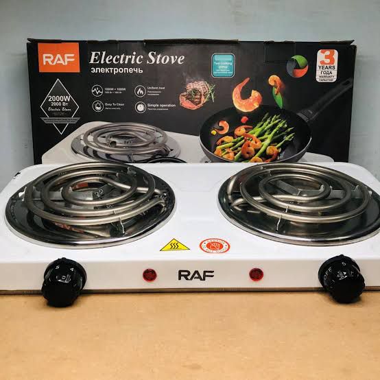 RAF Electric Stove Dual Coil Burner, Fast Heating & Easy-to-Clean Portable Cooktop