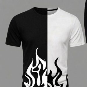 Stylish Printed Summer Track Suit for Men Casual Loose Fit Long Sleeve T-Shirt & Pants Set