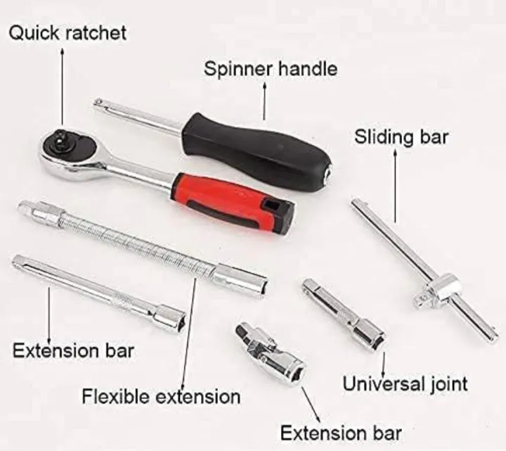46-Piece Socket Wrench Set Complete Ratchet & Bit Tool Kit - Image 2