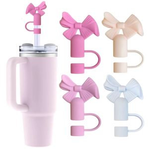 1PC Cute Bow Straw Cap Cover for 10mm Straws  Fits Stanley Tumbler Cups, Dustproof & Leak-Resistant (Random Color)