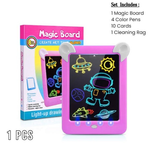 Kids Magic Glow Pad: 3D Light-Up Drawing Board for Creative Play and Learning - Image 4