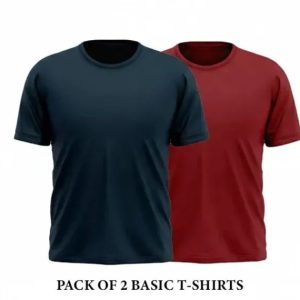 Pack of 2 Premium Half Sleeves Round Neck Plain Color T-Shirts for Men & Boys Soft Comfortable Fabric