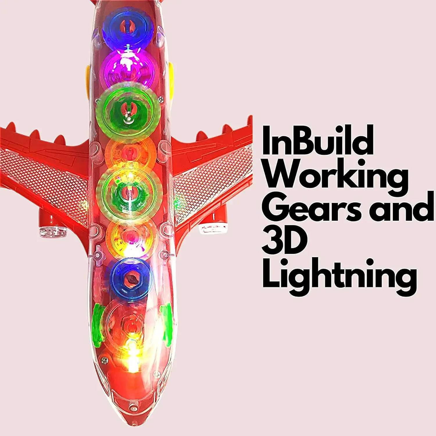New Trending Transparent Gear Plane Toy Light Mode, Music, Bump-and-Go Action, 45×46 cm, Battery Operated, for Kids Ages 3 and Up - Image 4