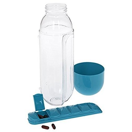 2-in-1 Medicine Organizer with Water Bottle – 7 Days Pill Box, 600ml BPA-Free Drinking Bottle, Removable Cup, Compact Travel Pill Planner for Kids, Adults & Elderly - Image 4