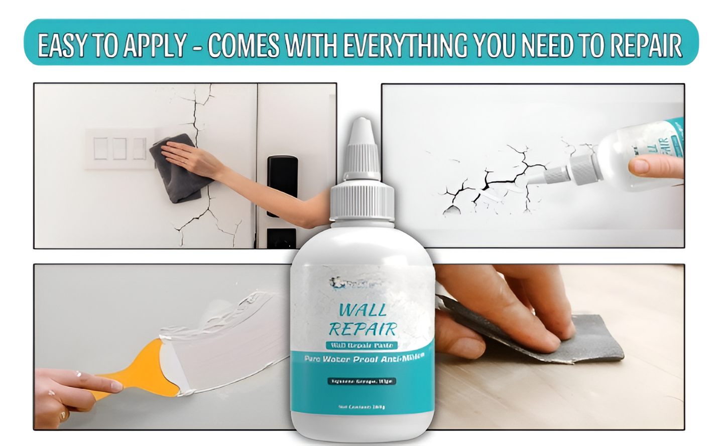 Wall Repair Paste 200gm White Waterproof Crack Filler With Scraper, Wall Putty & Hole Mending Agent for Damaged Walls and Joints - Image 5